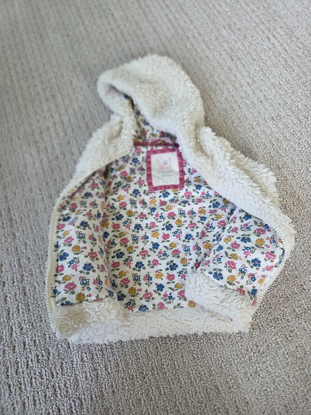 Mini Boden Sherpa Fleece Hooded Vest, Size 18-24 Months